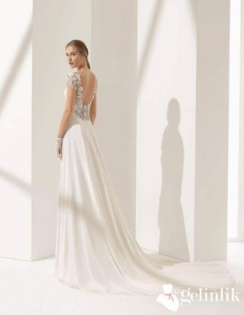 Dar Kesim Sırtı Açık Sade Gelinlik