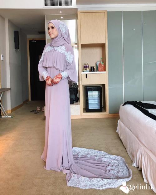 Düz Kesim Dantel Süslemeli Tesettür Nişanlık