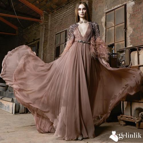 Salaş Model V Yaka Taş Süslemeli Nişanlık