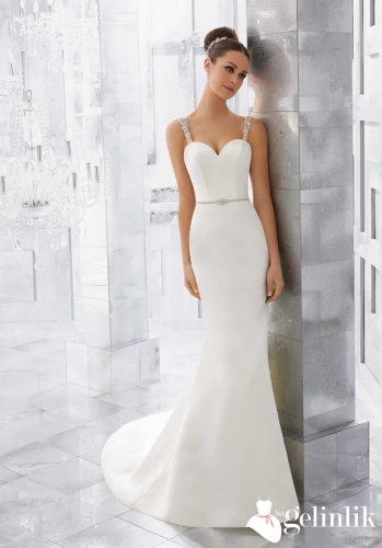 Balık Model Askılı Sade Saten Gelinlik