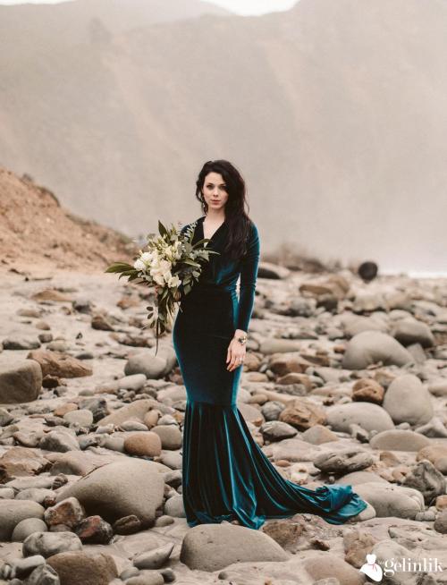 Uzun Kollu Sade Balık Model Yeşil Nişanlık