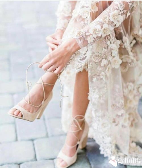 Topuklu Sade Gelin Ayakkabısı