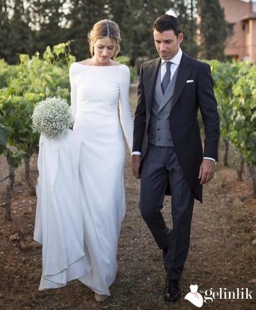 Sade Saten Gelinlik Modeli