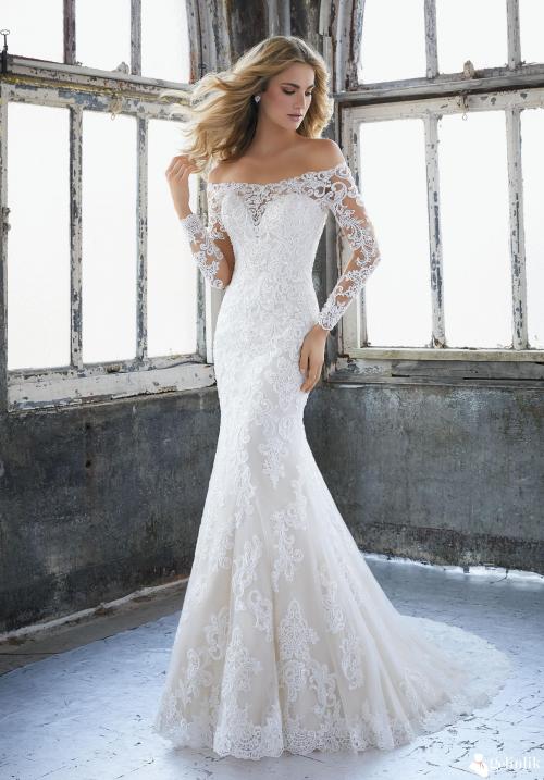 Balık Model Kayık Yaka Gelinlik