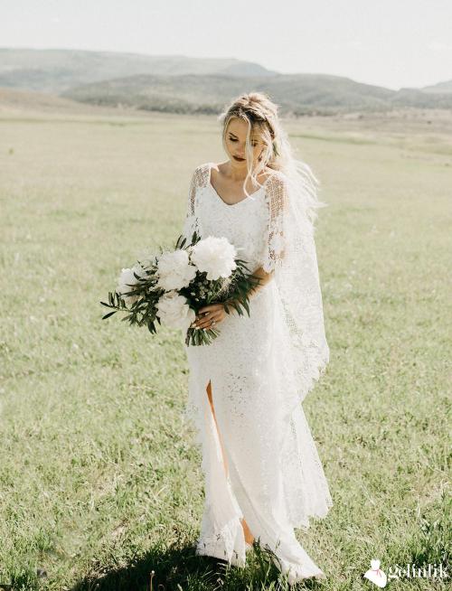 Truvakar Kollu Dantel Gelinlik