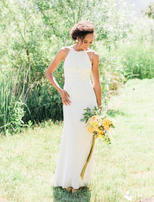 Kolsuz Sade Dar Kesim Gelinlik