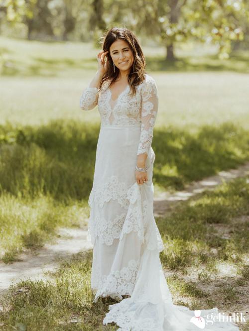 Dantel Dar Kesim Gelinlik