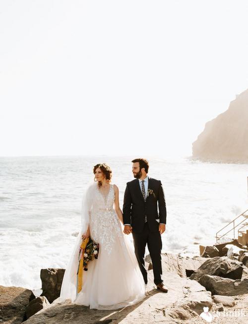 Çiçek Desenli A Kesim Gelinlik