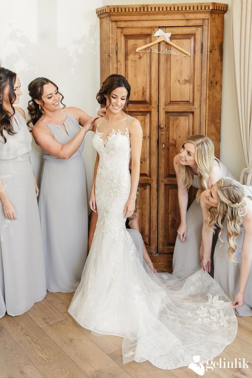 Transparan Omuzlu Balık Model Gelinlik