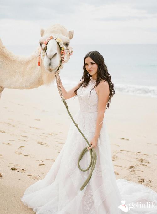 Kolsuz Salaş Sade Gelinlik Modeli