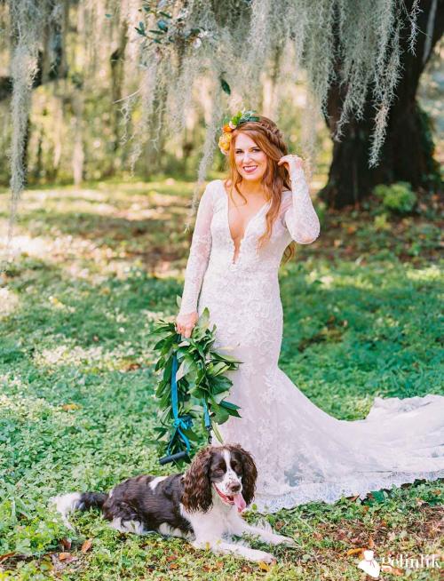 V Yaka Uzun Kollu Balık Gelinlik