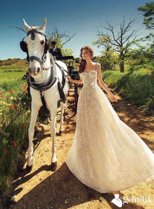 Salaş Model Askılı Kurdele Detaylı Dantel Gelinlik