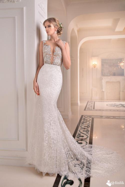 Djenna: Transparan Detaylı Çiçek Desenli Balık Model Gelinlik